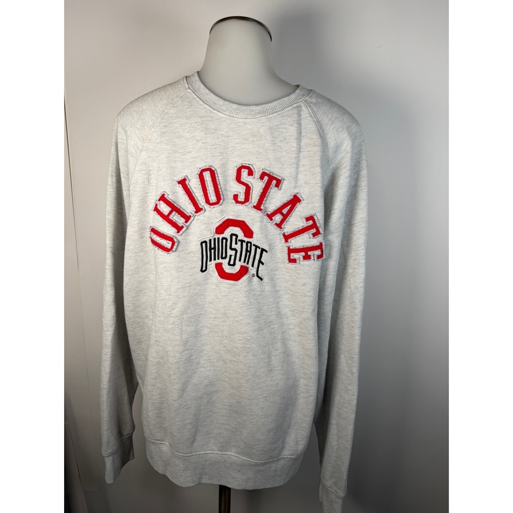 Ohio State Buckeyes Sweatshirt Womens Large Gray Embroidered Crewneck Raglan